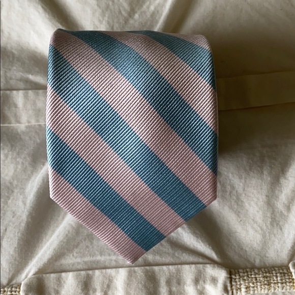 Pink & blue silk tie - Picture 1 of 3